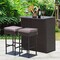Costway Patio 3PCS Rattan Bar Table Stool Set Cushioned Chairs with Cover